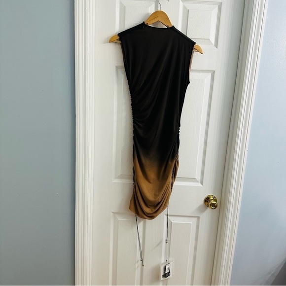 16Arlington Dress Antares Mesh Mini Powder Smoke Brown Bodycon Cocktail 4 Small - Picture 3 of 9